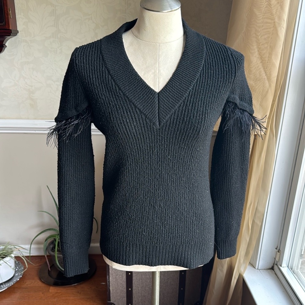 Design 365 Black Sweater with Feather Details